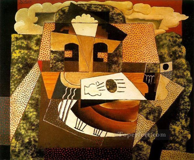 Still Life in a Compotier Landscape 1915 cubist Pablo Picasso Oil Paintings
